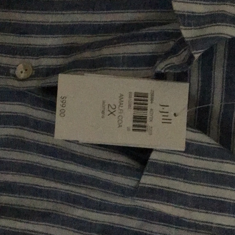 J. Jill Blue and White Casual Button Down Shirt